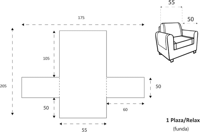 Thumbnail 1 de textil-home LUKA Copripoltrona 55 cm Grigio