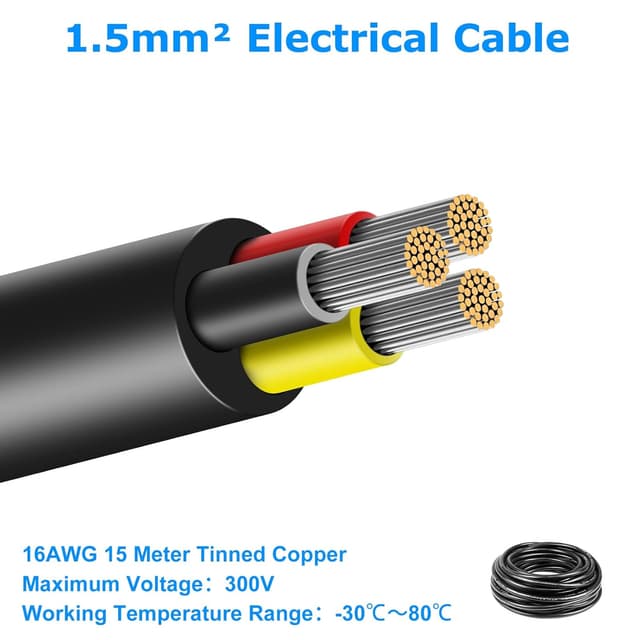 Thumbnail 1 de LightingWill 49.2ft 16AWG 3 Core Low Voltage Cable