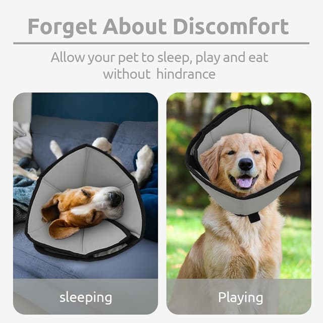 Detalle 2 de PUZAUKAL weicher Halskragen für Hunde nach OP – verstellbarer Anti-Leckschutz (Grau, XL)