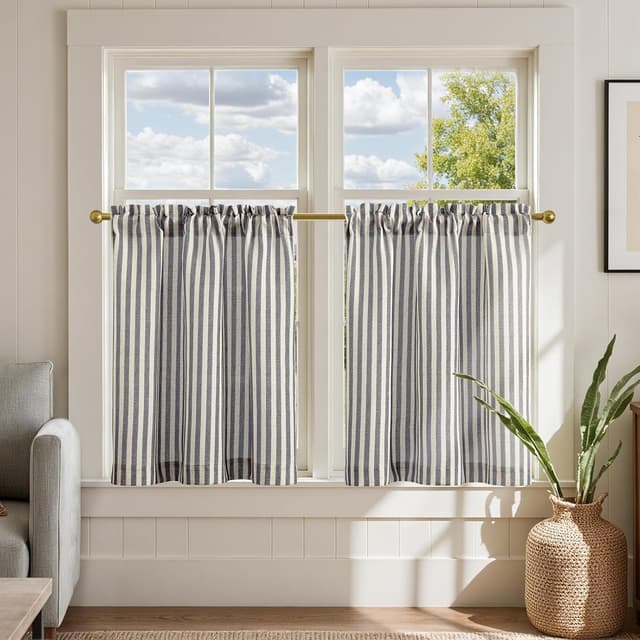 Detalle de Jinchan Striped Linen Curtains 24"