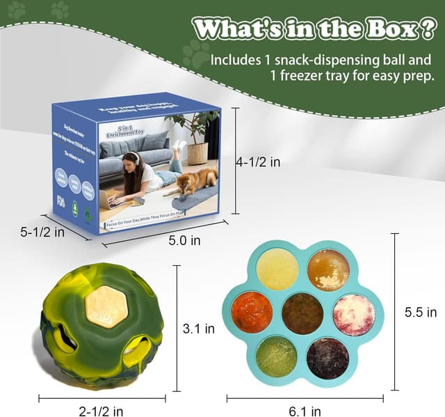 Thumbnail 6 de Freezeball Dog Toys 5-in-1 frozen treat puzzle for large dogs (Green, Small)