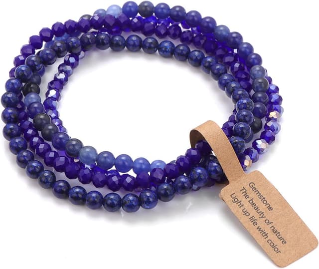 Detalle de JENCVNL Damen Kristall-Perlenarmband im Boho-Stil, mehrlagig, elastisch