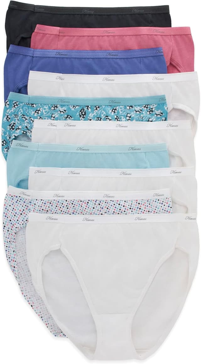 Detalle de Hanes Women’s Underwear 10-Pack – Full-Coverage Cotton Blend Panties with Moisture-Wicking