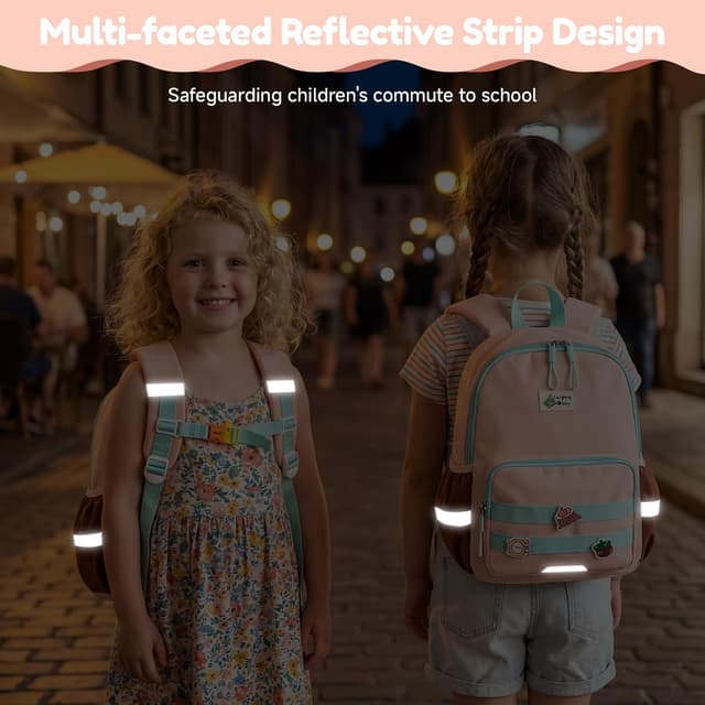 Detalle de PROTAURI sac à dos enfant maternelle 3-7 ans rose avec sangle de poitrine et bandes réfléchissantes