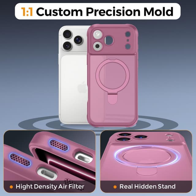 Thumbnail 6 de MOCCA Design for iPhone 17 Pro Case with MagSafe, Invisible Magnetic Ring Stand & Military Drop Protection (Lavender Purple)