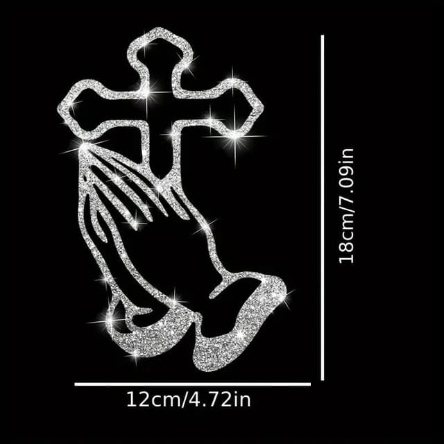 Detalle 2 de Sparkling Praying Hands Cross decal 2pcs