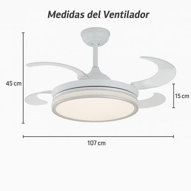 Detalle de Klack Aspas Retráctiles ventilador 106 cm LED