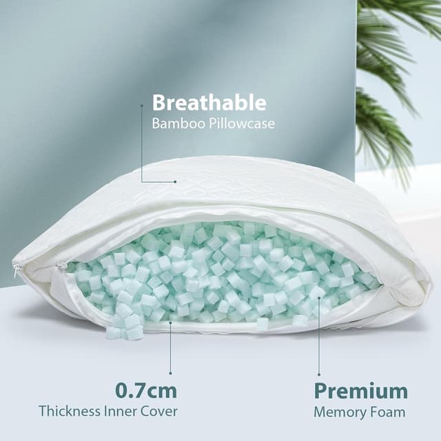 Detalle 2 de Rainmr Extra Long Memory Foam Body Pillow (21 x 72 inches) with Cooling Cover