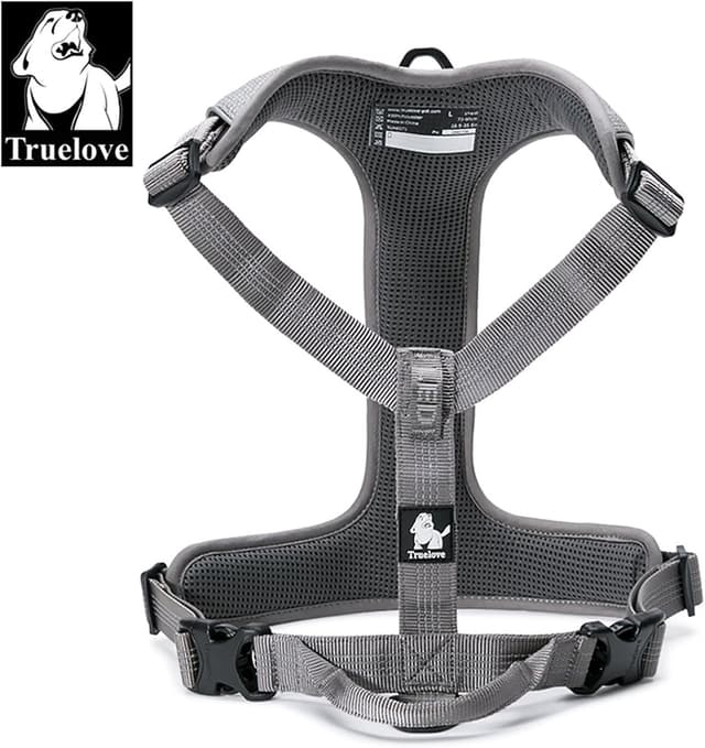 Detalle de Adjustable Reflective No Pull Dog Harness with Front Clip and Back Handle (TLH6071) – Grey