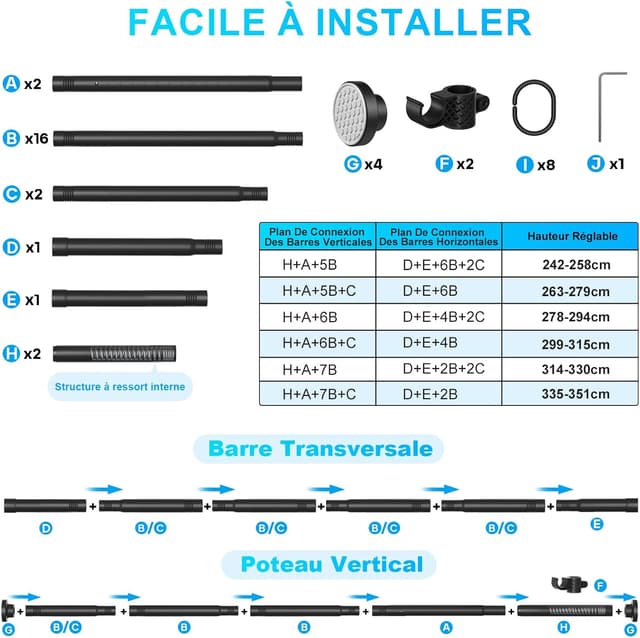 Thumbnail 1 de AIZESI Tringle à Rideaux Verticale 242–351 cm 📐