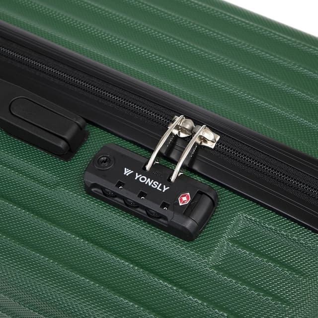Detalle de YONSLY Premium Reisekoffer mit TSA-Schloss, YKK-Reißverschluss und 4 Rollen (Trolley) – Dunkelgrün, Größe L