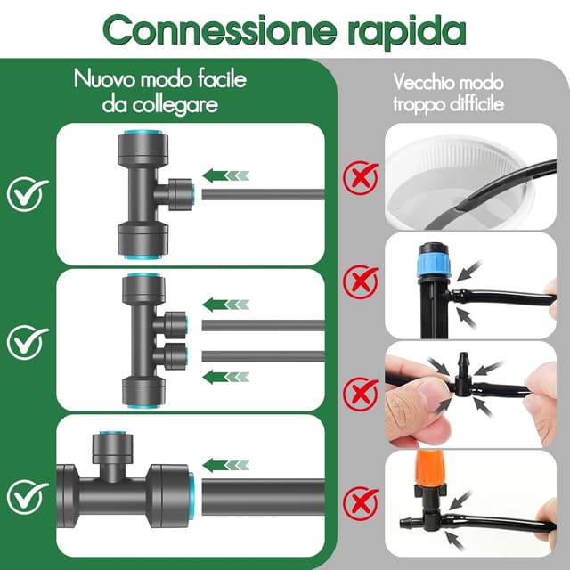 Thumbnail 6 de CyberOrd Kit di irrigazione a goccia automatico 30 m con timer e 20 ugelli regolabili 360°