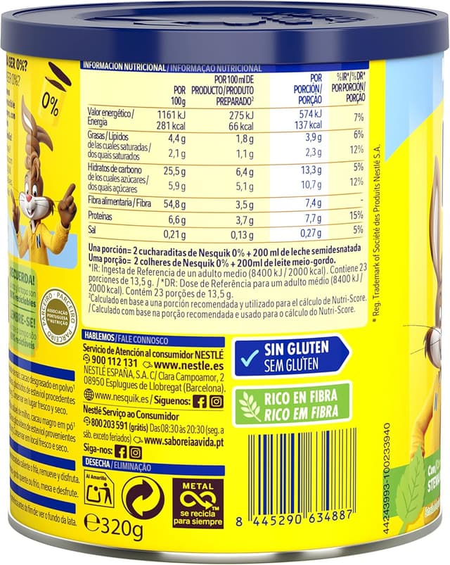 Thumbnail 3 de Nesquik NESTLECacao en polvo 0% azúcar ☕️ 6x320g