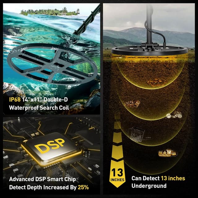 Detalle de Hazlewolke DD90 metal detector, 14 inch coil