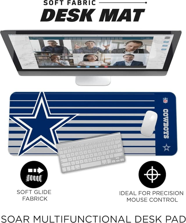 Detalle de SOAR NFL Unisex Multifunctional Desk Mat (31.5"x12") with Non-Slip Rubber Backer