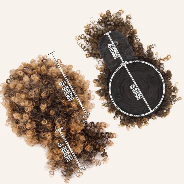 Detalle 2 de Builson Drawstring Ponytail for Black Women (Afro Puff Kinky Curly) with Bangs, Natural Black/Blond (T27)