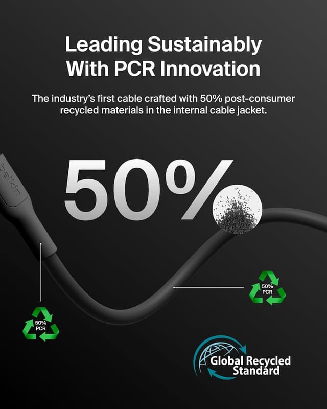 Thumbnail 2 de Belkin Eco USB-C to USB-C Cable (6.6ft, 60W) — Soft, Braided Fast Charging Cord