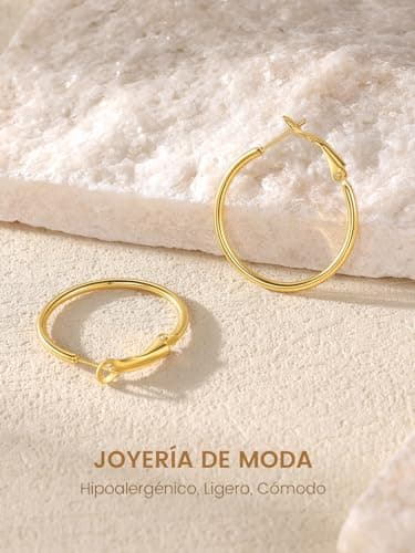 Thumbnail 6 de GoldChic pendientes de aro dorados en acero inoxidable 316L, 30 mm (aros pequeños finos minimalistas)