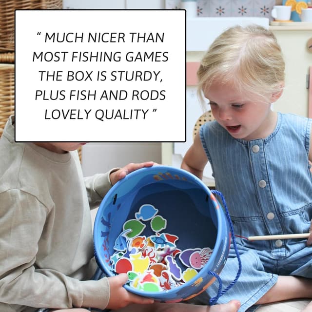 Detalle de Jaques of London Magnetic Fishing Game (Wooden Catch & Count) for Toddlers 3–5
