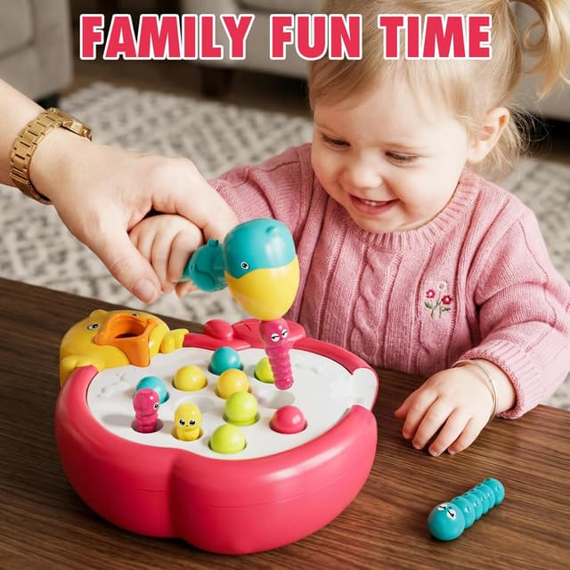 Detalle de PANITU Magnetic Woodpecker Worms Catching Game (Magnetic Bird Feeding) for Ages 2–4