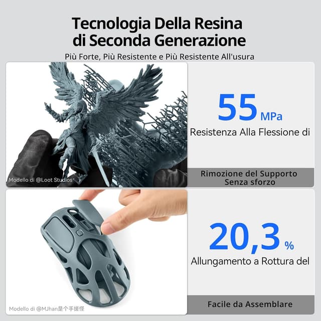 Detalle de ANYCUBIC ABS-Like Resin 2.0 (1 kg) resina trasparente per stampanti 3D LCD, polimerizzazione rapida