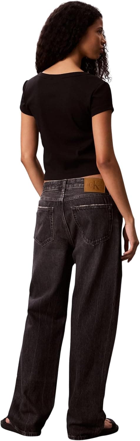 Detalle 2 de Calvin Klein Women’s Short Sleeve Round Neck Rib Baby Tee