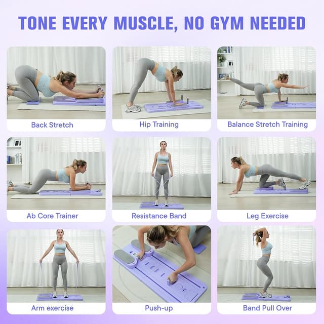 Detalle 2 de Ohkanki Pilates Reformer Set (6 in 1) Folding Pilates Board for Home Workouts