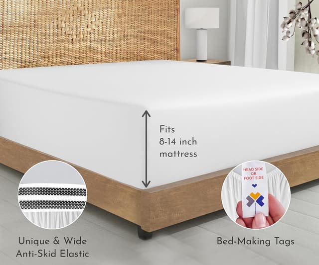 Detalle de 2-Pack Organic Cotton Twin Fitted Sheet 2X Deep Pocket