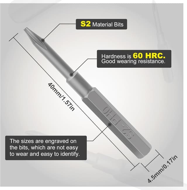 Detalle de VCELINK set cacciaviti extra lunghi 44 mm con 18 punte Torx S2 (kit di precisione 20 in 1)