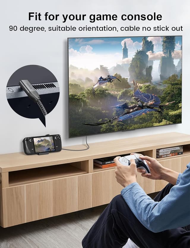 Detalle 2 de XAOSUN 240W USB‑C Schnellladekabel (1,5 m) mit 90° Winkel & 20 Gbps USB 3.2 Gen2x2