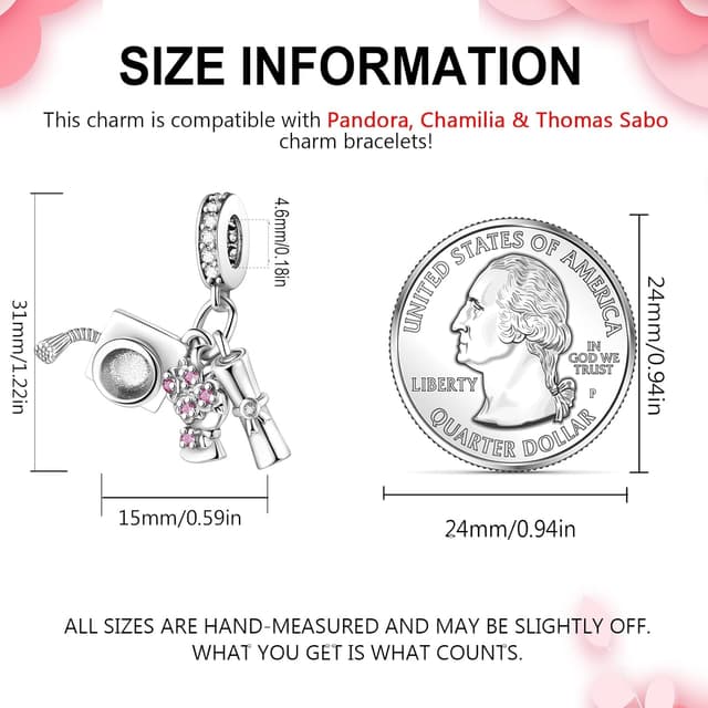 Detalle 2 de LMLMECREA Charms Anhänger aus 925 Sterling Silber – schlichter Charm für europäische Armbänder