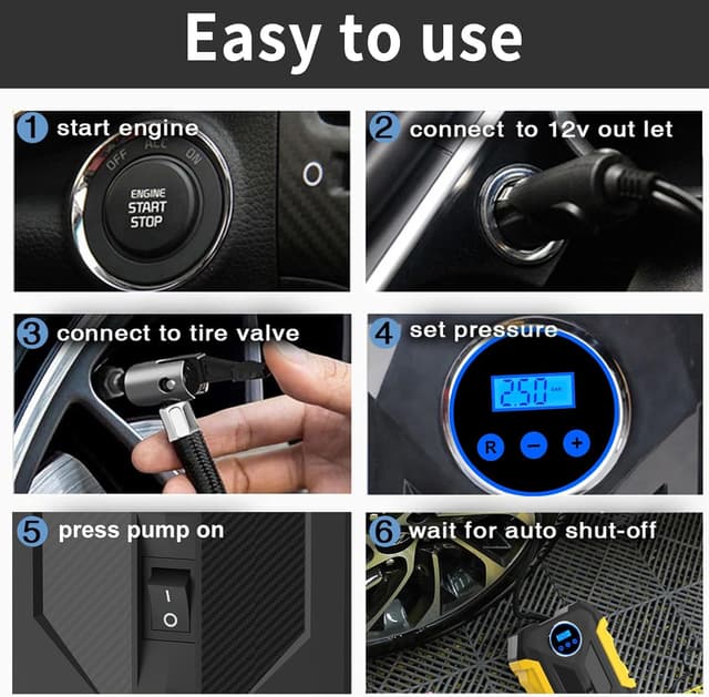 Thumbnail 5 de Digital Air Compressor Portable Tire Inflator 12V