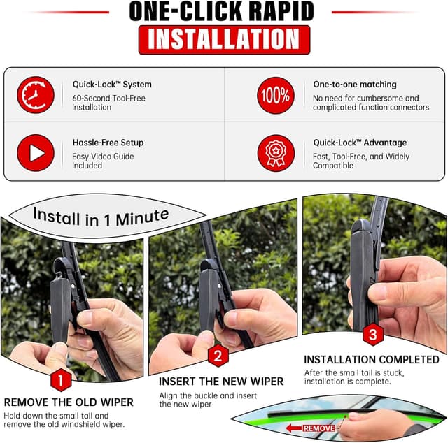Thumbnail 2 de RAINTOK Windshield Wiper Blades 28"/28"/11" Set
