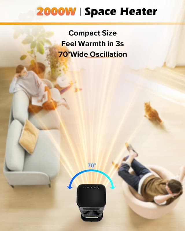 Detalle 2 de Sendowtek stufetta elettrica 2000W con telecomando