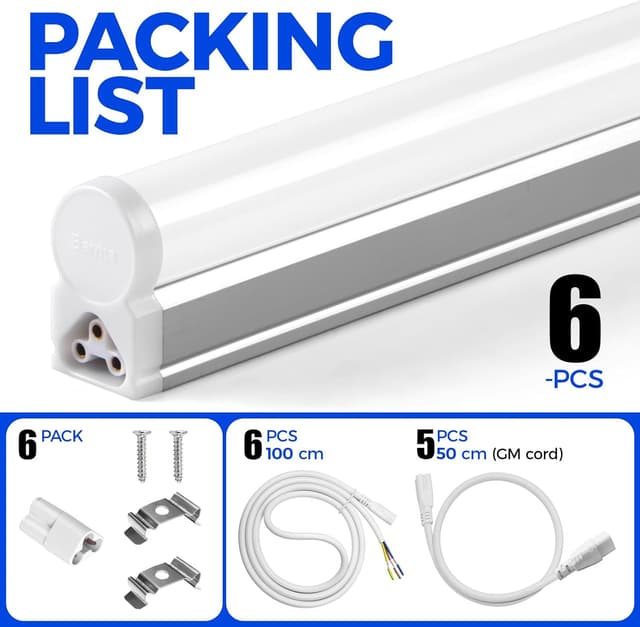 Thumbnail 6 de Barrina LED Batten Light 4ft (6-Pack) T5 Tube Lights, 20W, 6500K 2200lm