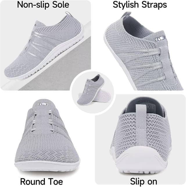 Detalle de Wizshoe Barfußschuhe Damen & Herren – atmungsaktive Slip-On Sneaker mit Zero-Drop Sohle