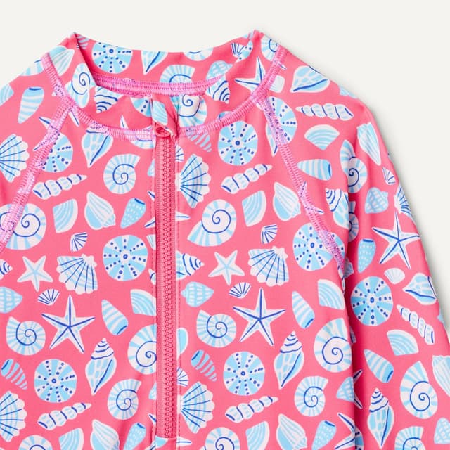 Detalle de Amazon Essentials Bébé Fille – Maillot de bain une pièce rashguard manches longues