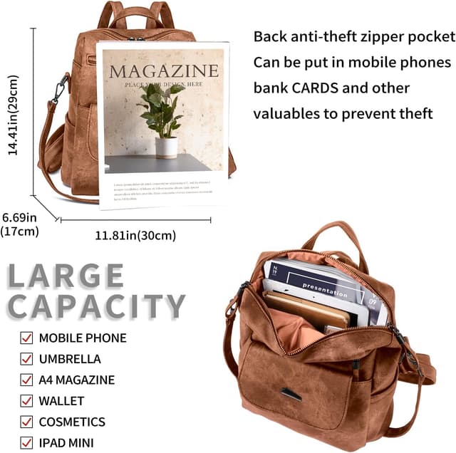 Detalle 2 de Puwuzixi Women Backpack 11.8in lightweight