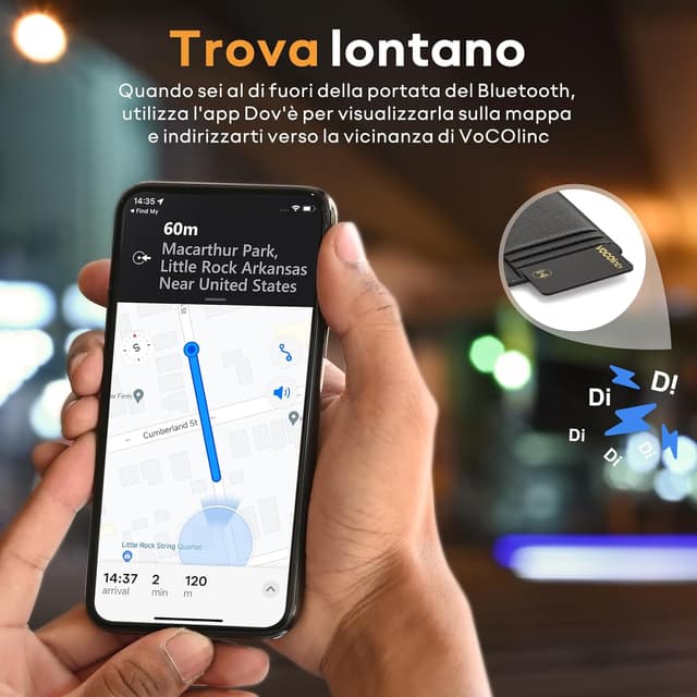 Detalle de VOCOlinc Smart Air Tag Card Bluetooth per portafoglio e oggetti: tracker sottile compatibile con Apple Dov’è (solo iOS) – Nero