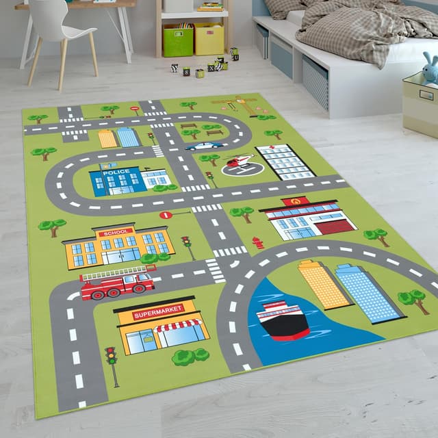 Detalle de Paco Home tapis enfant 240x340 cm vert antidérapant