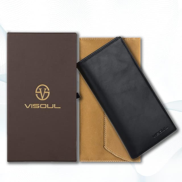 Thumbnail 5 de VISOUL Portafoglio Lungo in Vera Pelle RFID Nero