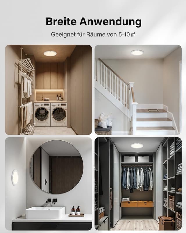 Thumbnail 6 de Leselux Deckenlampe mit Bewegungsmelder innen, LED Akku-Leuchte (kabellos), 3 Farbtemperaturen & Fernbedienung – 2er-Set