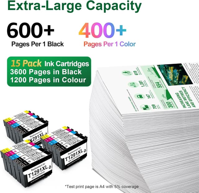 Detalle de Denvoer multipack compatibile T1295 (15 cartucce) per Epson: per SX235W, SX420W, SX525WD, Office BX305F e WorkForce WF-3520DWF