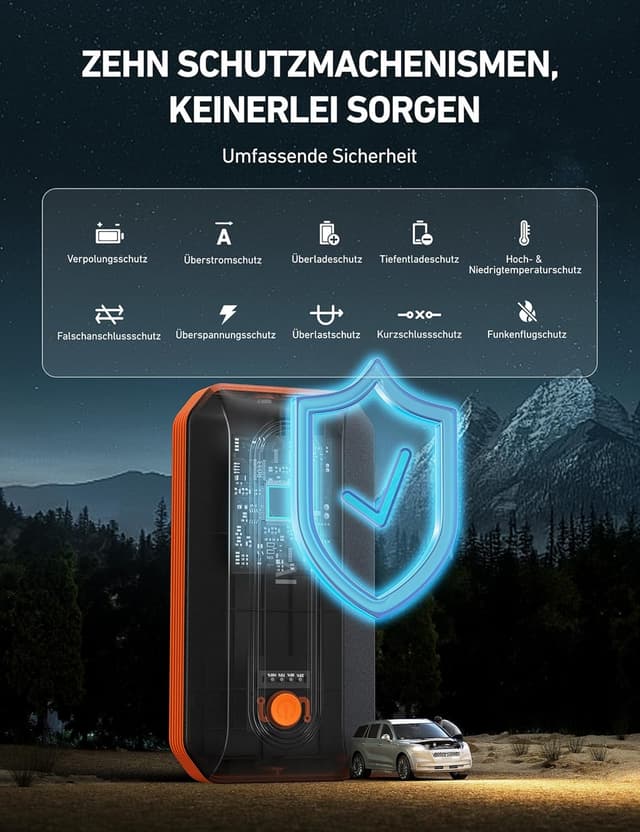 Detalle de AstroAI B8 Starthilfe Powerbank für 12V Autos & Motorräder (für 7,0 L Benzin / 5,5 L Diesel) mit LED