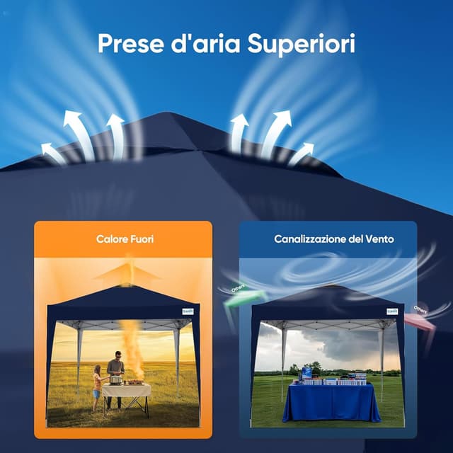 Detalle 2 de Quictent Gazebo pieghevole portatile 3x3 m con borsa da trasporto, blu scuro