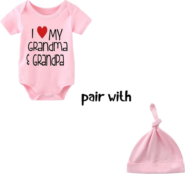 Detalle de Baby Strampler-Body (2er-Set) „I Love My Grandma Grandpa“ von culbutomind – kurzarm, aus 100% Baumwolle