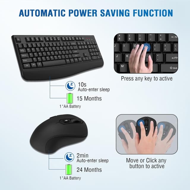 Detalle de Wireless Keyboard and Mouse Combo 2.4GHz ⌨