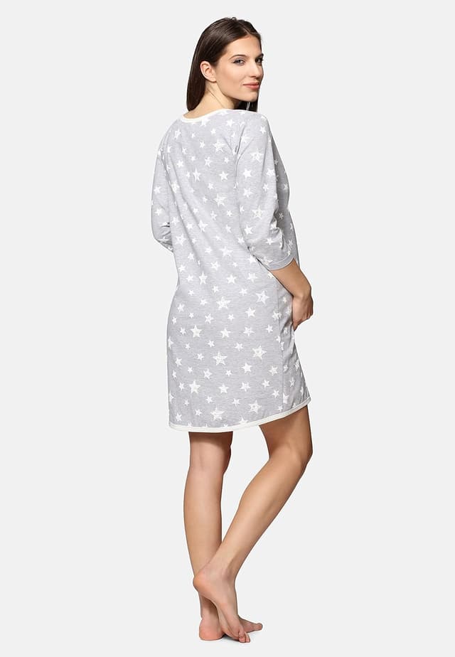 Detalle 2 de Be Mammy chemise de nuit grossesse, maternité et allaitement en coton BE20-176