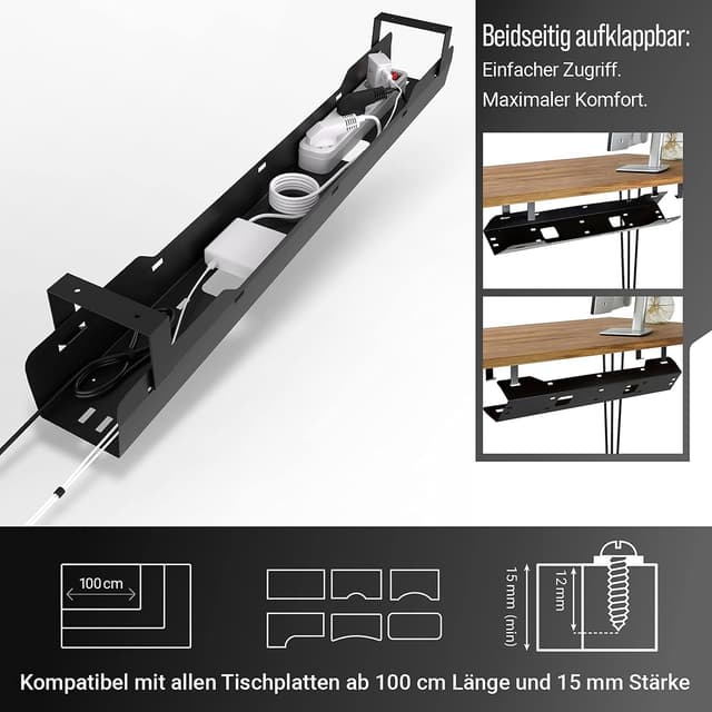 Detalle de Ultimate Setup Kabelwanne Schreibtisch Schwarz