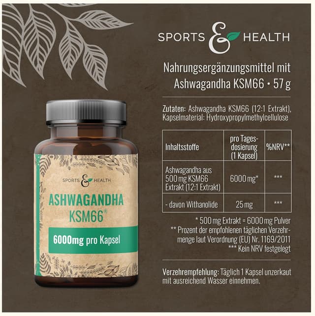 Detalle 2 de Ashwagandha KSM-66 100 Kapseln 500 mg